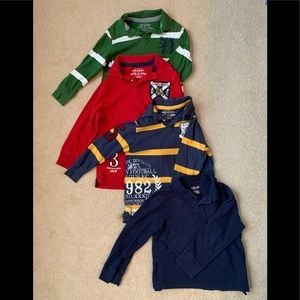 Boys Long Sleeve Rugby Style Shirts Bundle of 4 Pieces